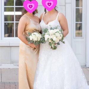 Beautiful Gold Satin One Shoulder Gown